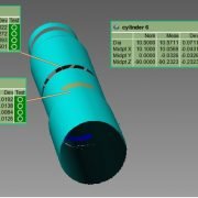 3D bore measurement data from an automated inspection of 4 bores in a valve body