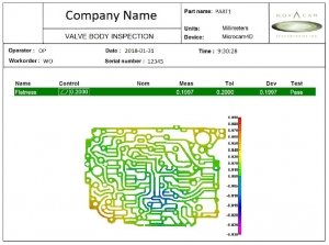 Example of automated GD&T report with pass and fail 